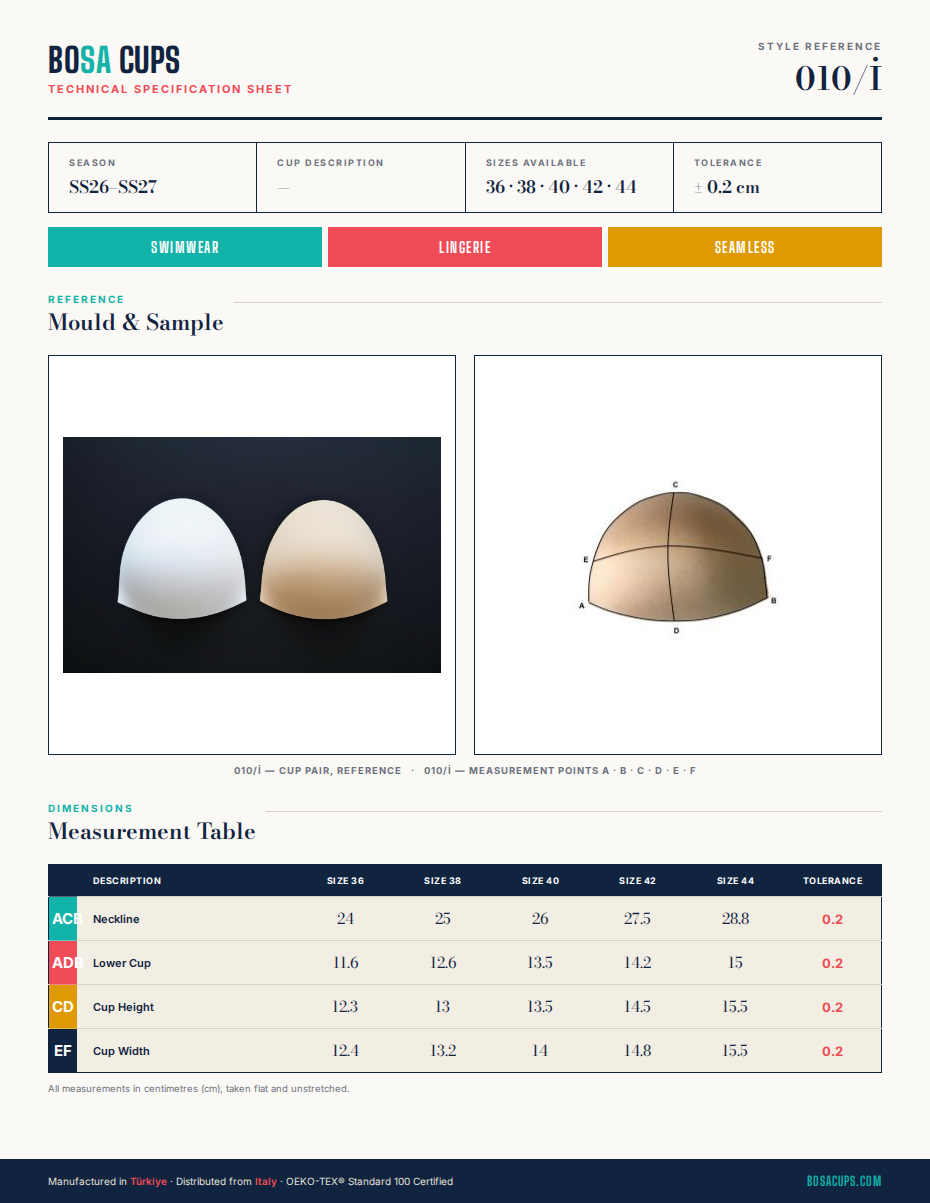 BOSA CUPS 010/İ technical specification sheet