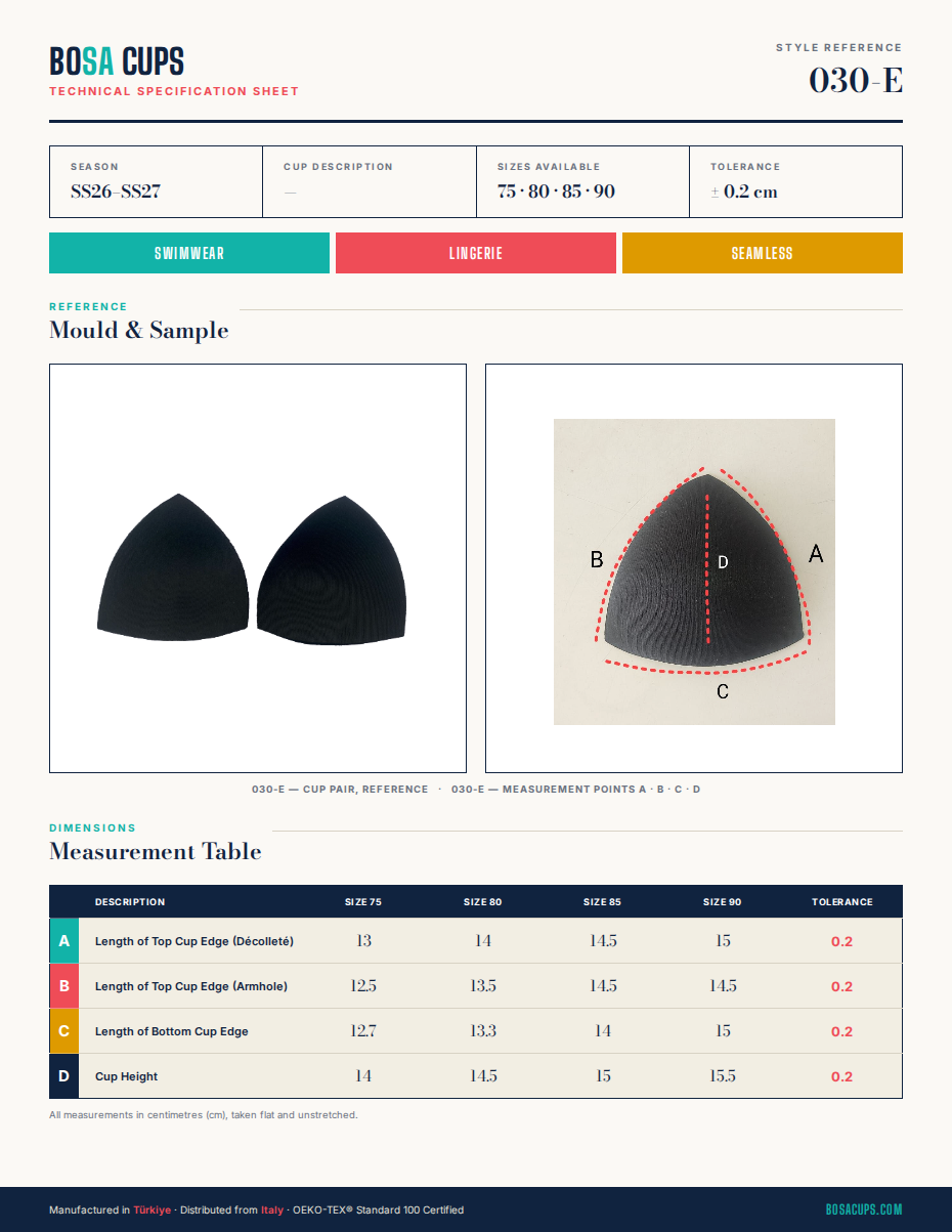 BOSA CUPS 030-E technical specification sheet