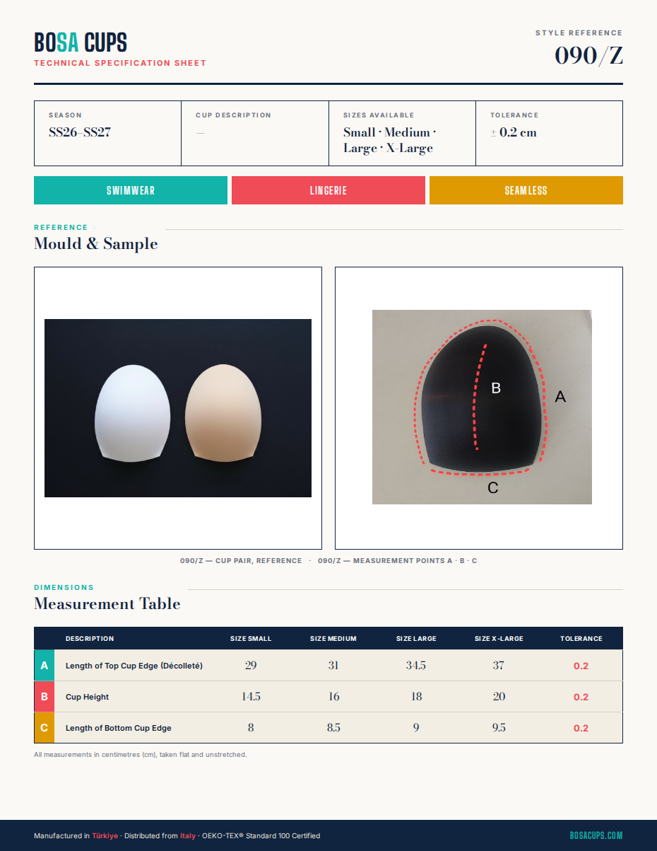 BOSA CUPS 090/Z technical specification sheet